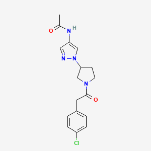 molecular formula C17H19ClN4O2 B2956194 N-(1-{1-[2-(4-chlorophenyl)acetyl]pyrrolidin-3-yl}-1H-pyrazol-4-yl)acetamide CAS No. 2415534-01-7