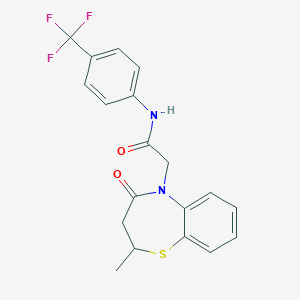 2-(2-methyl-4-oxo-3,4-dihydrobenzo[b][1,4]thiazepin-5(2H)-yl)-N-(4-(trifluoromethyl)phenyl)acetamide