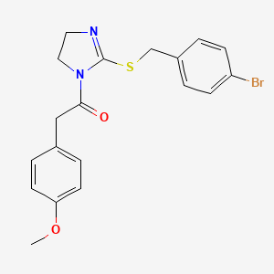 1-[2-[(4-Bromophenyl)methylsulfanyl]-4,5-dihydroimidazol-1-yl]-2-(4-methoxyphenyl)ethanone