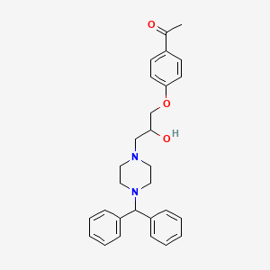 molecular formula C28H32N2O3 B2956223 1-{4-[3-(4-benzhydrylpiperazino)-2-hydroxypropoxy]phenyl}ethan-1-one CAS No. 385374-05-0