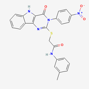 2-((3-(4-nitrophenyl)-4-oxo-4,5-dihydro-3H-pyrimido[5,4-b]indol-2-yl)thio)-N-(m-tolyl)acetamide