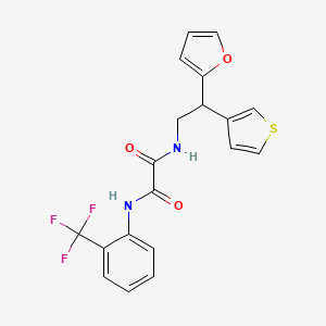 molecular formula C19H15F3N2O3S B2956245 N-[2-(furan-2-yl)-2-(thiophen-3-yl)ethyl]-N'-[2-(trifluoromethyl)phenyl]ethanediamide CAS No. 2097858-25-6
