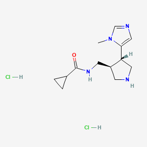 molecular formula C13H22Cl2N4O B2956256 N-{[4-(1-methyl-1H-imidazol-5-yl)pyrrolidin-3-yl]methyl}cyclopropanecarboxamide dihydrochloride CAS No. 2243511-75-1