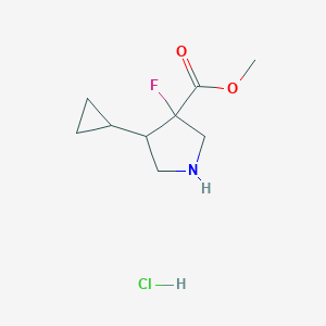 molecular formula C9H15ClFNO2 B2956258 Methyl 4-cyclopropyl-3-fluoropyrrolidine-3-carboxylate;hydrochloride CAS No. 2378506-64-8