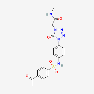molecular formula C18H18N6O5S B2956264 2-(4-(4-(4-acetylphenylsulfonamido)phenyl)-5-oxo-4,5-dihydro-1H-tetrazol-1-yl)-N-methylacetamide CAS No. 1396881-96-1