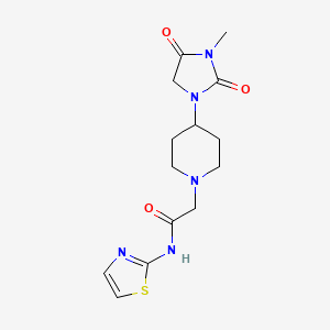 molecular formula C14H19N5O3S B2956265 2-(4-(3-methyl-2,4-dioxoimidazolidin-1-yl)piperidin-1-yl)-N-(thiazol-2-yl)acetamide CAS No. 2176152-19-3