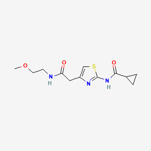 molecular formula C12H17N3O3S B2956273 N-(4-{[(2-methoxyethyl)carbamoyl]methyl}-1,3-thiazol-2-yl)cyclopropanecarboxamide CAS No. 923113-68-2