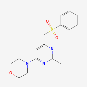 molecular formula C16H19N3O3S B2956274 4-{2-Methyl-6-[(phenylsulfonyl)methyl]-4-pyrimidinyl}morpholine CAS No. 339278-82-9