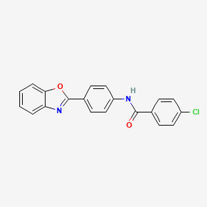 molecular formula C20H13ClN2O2 B2956290 N-[4-(1,3-benzoxazol-2-yl)phenyl]-4-chlorobenzamide CAS No. 339582-28-4