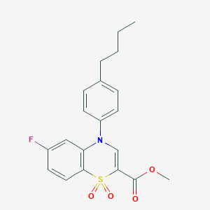 molecular formula C20H20FNO4S B2956300 methyl 4-(4-butylphenyl)-6-fluoro-4H-1,4-benzothiazine-2-carboxylate 1,1-dioxide CAS No. 1291865-76-3