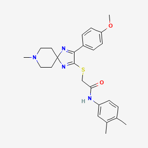molecular formula C25H30N4O2S B2956317 N-(3,4-DIMETHYLPHENYL)-2-{[3-(4-METHOXYPHENYL)-8-METHYL-1,4,8-TRIAZASPIRO[4.5]DECA-1,3-DIEN-2-YL]SULFANYL}ACETAMIDE CAS No. 1215414-02-0