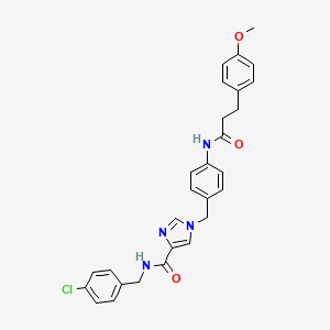 molecular formula C28H27ClN4O3 B2956327 N-(4-chlorobenzyl)-1-(4-(3-(4-methoxyphenyl)propanamido)benzyl)-1H-imidazole-4-carboxamide CAS No. 1251667-85-2