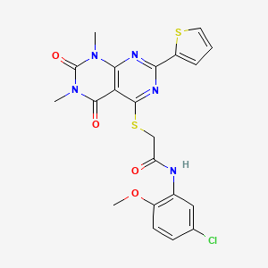N-(5-chloro-2-methoxyphenyl)-2-((6,8-dimethyl-5,7-dioxo-2-(thiophen-2-yl)-5,6,7,8-tetrahydropyrimido[4,5-d]pyrimidin-4-yl)thio)acetamide