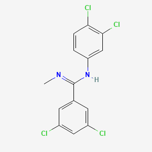 molecular formula C14H10Cl4N2 B2956338 3,5-dichloro-N-(3,4-dichlorophenyl)-N'-methylbenzenecarboximidamide CAS No. 339010-01-4