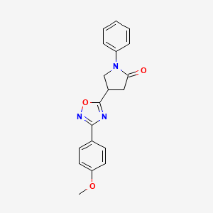molecular formula C19H17N3O3 B2956355 4-[3-(4-Methoxyphenyl)-1,2,4-oxadiazol-5-yl]-1-phenylpyrrolidin-2-one CAS No. 941960-57-2