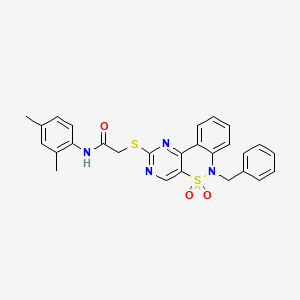 2-((6-benzyl-5,5-dioxido-6H-benzo[c]pyrimido[4,5-e][1,2]thiazin-2-yl)thio)-N-(2,4-dimethylphenyl)acetamide