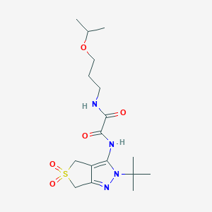 molecular formula C17H28N4O5S B2956418 N'-{2-tert-butyl-5,5-dioxo-2H,4H,6H-5lambda6-thieno[3,4-c]pyrazol-3-yl}-N-[3-(propan-2-yloxy)propyl]ethanediamide CAS No. 899751-31-6