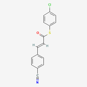 molecular formula C16H10ClNOS B2956437 S-(4-chlorophenyl) (E)-3-(4-cyanophenyl)prop-2-enethioate CAS No. 331461-60-0