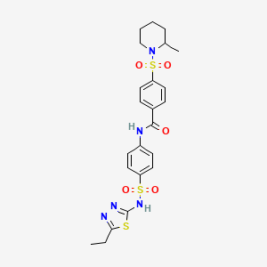 molecular formula C23H27N5O5S3 B2956483 N-(4-(N-(5-ethyl-1,3,4-thiadiazol-2-yl)sulfamoyl)phenyl)-4-((2-methylpiperidin-1-yl)sulfonyl)benzamide CAS No. 898369-17-0