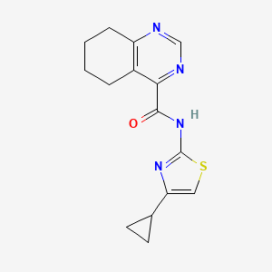 molecular formula C15H16N4OS B2956484 N-(4-Cyclopropyl-1,3-thiazol-2-yl)-5,6,7,8-tetrahydroquinazoline-4-carboxamide CAS No. 2415624-43-8