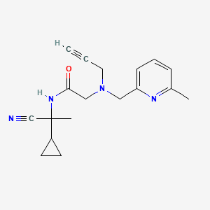molecular formula C18H22N4O B2956498 N-(1-cyano-1-cyclopropylethyl)-2-{[(6-methylpyridin-2-yl)methyl](prop-2-yn-1-yl)amino}acetamide CAS No. 1384720-41-5