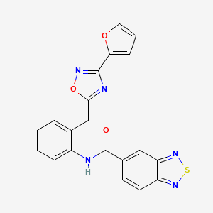 molecular formula C20H13N5O3S B2956513 N-(2-((3-(furan-2-yl)-1,2,4-oxadiazol-5-yl)methyl)phenyl)benzo[c][1,2,5]thiadiazole-5-carboxamide CAS No. 1796970-03-0