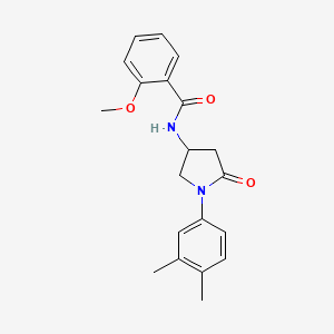 molecular formula C20H22N2O3 B2956541 N-[1-(3,4-dimethylphenyl)-5-oxopyrrolidin-3-yl]-2-methoxybenzamide CAS No. 905678-60-6