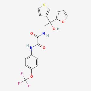 molecular formula C19H15F3N2O5S B2956550 N-[2-(furan-2-yl)-2-hydroxy-2-(thiophen-3-yl)ethyl]-N'-[4-(trifluoromethoxy)phenyl]ethanediamide CAS No. 2097863-49-3