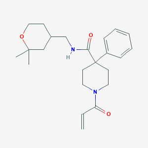 molecular formula C23H32N2O3 B2956581 N-[(2,2-Dimethyloxan-4-yl)methyl]-4-phenyl-1-prop-2-enoylpiperidine-4-carboxamide CAS No. 2198720-61-3