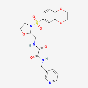 molecular formula C20H22N4O7S B2956603 N-{[3-(2,3-dihydro-1,4-benzodioxine-6-sulfonyl)-1,3-oxazolidin-2-yl]methyl}-N'-[(pyridin-3-yl)methyl]ethanediamide CAS No. 868982-47-2