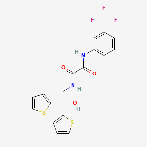 molecular formula C19H15F3N2O3S2 B2956625 N-[2-hydroxy-2,2-bis(thiophen-2-yl)ethyl]-N'-[3-(trifluoromethyl)phenyl]ethanediamide CAS No. 2034478-98-1
