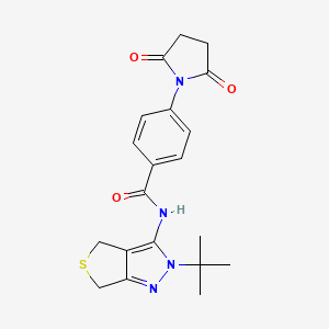 molecular formula C20H22N4O3S B2956629 N-{2-tert-butyl-2H,4H,6H-thieno[3,4-c]pyrazol-3-yl}-4-(2,5-dioxopyrrolidin-1-yl)benzamide CAS No. 361477-27-2