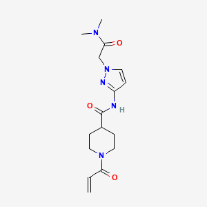 molecular formula C16H23N5O3 B2956630 N-[1-[2-(Dimethylamino)-2-oxoethyl]pyrazol-3-yl]-1-prop-2-enoylpiperidine-4-carboxamide CAS No. 2361826-00-6