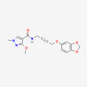 molecular formula C17H17N3O5 B2956638 N-(4-(benzo[d][1,3]dioxol-5-yloxy)but-2-yn-1-yl)-3-methoxy-1-methyl-1H-pyrazole-4-carboxamide CAS No. 1448051-13-5