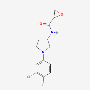 molecular formula C13H14ClFN2O2 B2956642 N-[1-(3-Chloro-4-fluorophenyl)pyrrolidin-3-yl]oxirane-2-carboxamide CAS No. 2411217-96-2