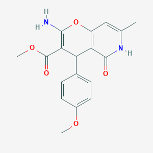 molecular formula C18H18N2O5 B2956668 methyl 2-amino-4-(4-methoxyphenyl)-7-methyl-5-oxo-4H,5H,6H-pyrano[3,2-c]pyridine-3-carboxylate CAS No. 265315-80-8