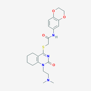 molecular formula C22H28N4O4S B2956684 N-(2,3-dihydro-1,4-benzodioxin-6-yl)-2-({1-[2-(dimethylamino)ethyl]-2-oxo-1,2,5,6,7,8-hexahydroquinazolin-4-yl}sulfanyl)acetamide CAS No. 899950-21-1