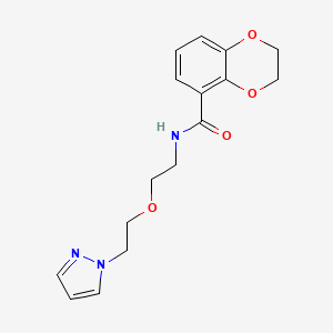 molecular formula C16H19N3O4 B2956725 N-(2-(2-(1H-pyrazol-1-yl)ethoxy)ethyl)-2,3-dihydrobenzo[b][1,4]dioxine-5-carboxamide CAS No. 2034310-59-1