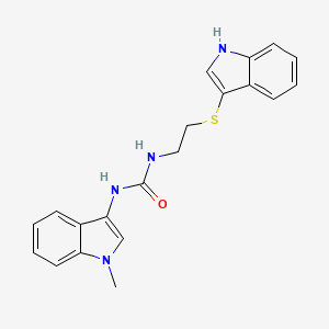 molecular formula C20H20N4OS B2956726 1-(2-((1H-indol-3-yl)thio)ethyl)-3-(1-methyl-1H-indol-3-yl)urea CAS No. 899753-65-2