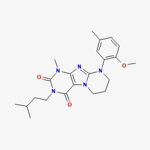 molecular formula C22H29N5O3 B2956731 9-(2-methoxy-5-methylphenyl)-1-methyl-3-(3-methylbutyl)-7,8-dihydro-6H-purino[7,8-a]pyrimidine-2,4-dione CAS No. 923408-50-8