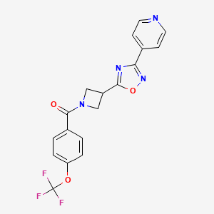 molecular formula C18H13F3N4O3 B2956733 (3-(3-(Pyridin-4-yl)-1,2,4-oxadiazol-5-yl)azetidin-1-yl)(4-(trifluoromethoxy)phenyl)methanone CAS No. 1251629-68-1