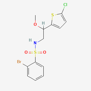 molecular formula C13H13BrClNO3S2 B2956735 2-bromo-N-(2-(5-chlorothiophen-2-yl)-2-methoxyethyl)benzenesulfonamide CAS No. 2034257-58-2