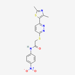 molecular formula C17H15N5O3S2 B2956741 2-((6-(2,4-dimethylthiazol-5-yl)pyridazin-3-yl)thio)-N-(4-nitrophenyl)acetamide CAS No. 894009-44-0