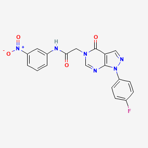 molecular formula C19H13FN6O4 B2956745 2-(1-(4-氟苯基)-4-氧代-1H-吡唑并[3,4-d]嘧啶-5(4H)-基)-N-(3-硝基苯基)乙酰胺 CAS No. 852450-61-4