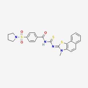 molecular formula C24H22N4O3S3 B2956754 (Z)-N-((3-methylnaphtho[2,1-d]thiazol-2(3H)-ylidene)carbamothioyl)-4-(pyrrolidin-1-ylsulfonyl)benzamide CAS No. 477485-89-5