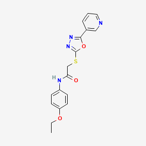 molecular formula C17H16N4O3S B2956757 N-(4-ethoxyphenyl)-2-((5-(pyridin-3-yl)-1,3,4-oxadiazol-2-yl)thio)acetamide CAS No. 493003-36-4