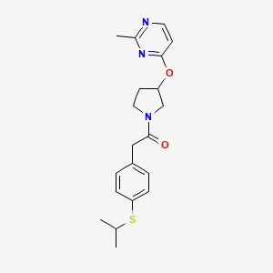 molecular formula C20H25N3O2S B2956765 1-{3-[(2-Methylpyrimidin-4-yl)oxy]pyrrolidin-1-yl}-2-[4-(propan-2-ylsulfanyl)phenyl]ethan-1-one CAS No. 2097898-24-1