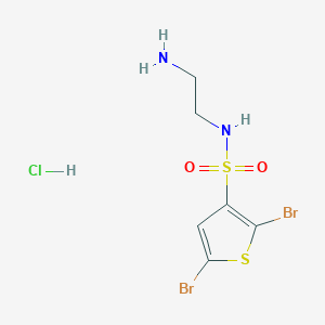 molecular formula C6H9Br2ClN2O2S2 B2956771 N-(2-Aminoethyl)-2,5-dibromothiophene-3-sulfonamide;hydrochloride CAS No. 2470435-13-1