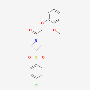 molecular formula C18H18ClNO5S B2956808 1-(3-((4-Chlorophenyl)sulfonyl)azetidin-1-yl)-2-(2-methoxyphenoxy)ethanone CAS No. 1448047-31-1
