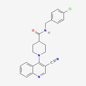 molecular formula C23H21ClN4O B2956815 N-[(4-chlorophenyl)methyl]-1-(3-cyanoquinolin-4-yl)piperidine-4-carboxamide CAS No. 1207038-32-1